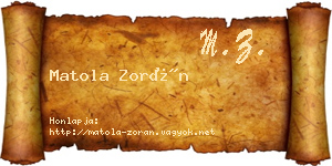 Matola Zorán névjegykártya
